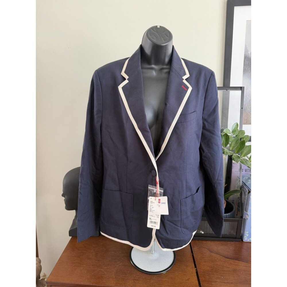 Uniqlo x Ines de la Fressange Blazer Jacket XL Navy Blue Wool Cotton NWT